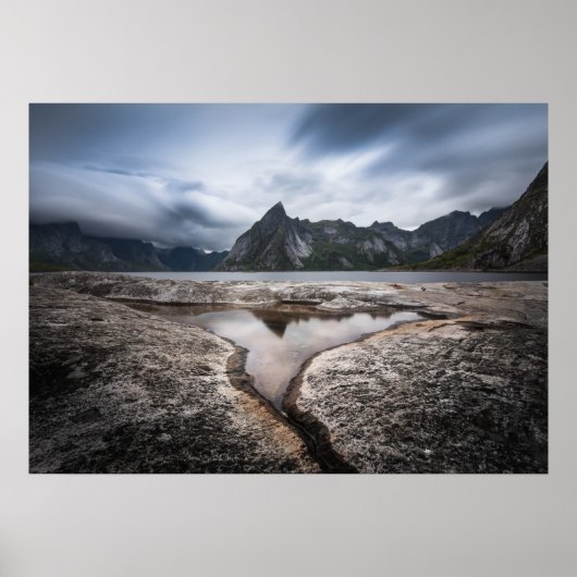 Lofoten Inseln Berglandschaft Foto Poster (Vorne)