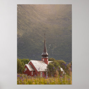 Lofoten-Inseln Flakstad Kirche Poster