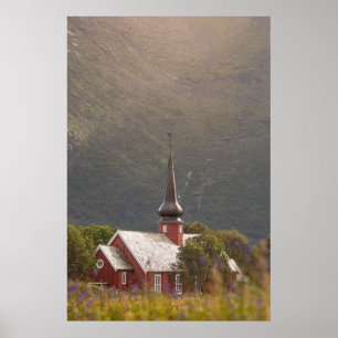 Lofoten-Inseln Flakstad Kirche Poster