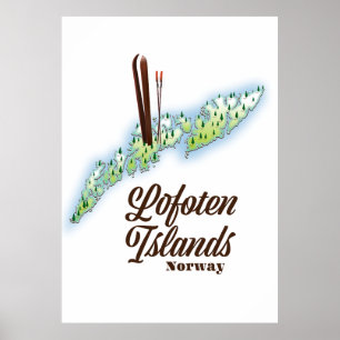 Lofoten-Inseln, Norwegen Skiplakat. Poster