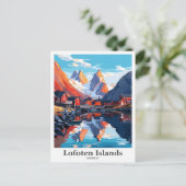 Lofoten Inseln Norwegen Vintage Travel Illustratio Postkarte (Stehend Vorderseite)