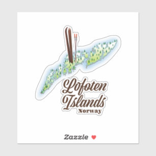 Lofoten Inseln, Norwegisches Skiposter. Aufkleber