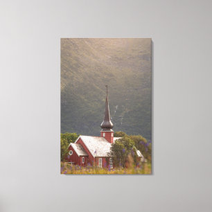 Lofoten Islands Flakstad Church Leinwanddruck