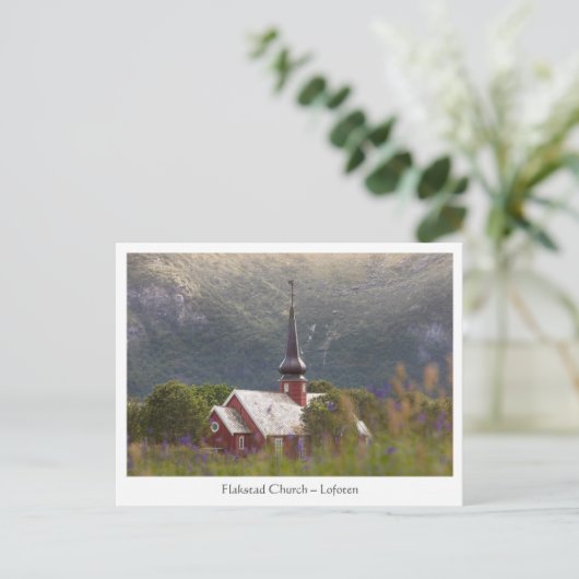 Lofoten Islands Flakstad Church Postkarte (Stehend Vorderseite)