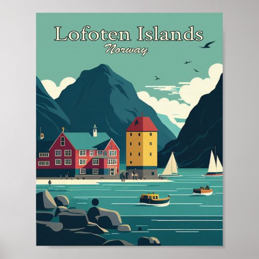 Lofoten Islands Minimalistisches Vintag Art Poster (Vorne)