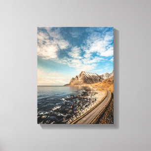 Lofoten Landstraße Landschaftsfoto Leinwanddruck