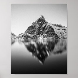 Lofoten Mountain Black and White Foto Poster