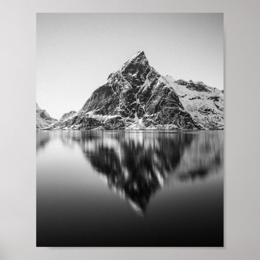 Lofoten Mountain Black and White Foto Poster (Vorne)