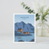 Lofoten Norwegen Berühmter Reiseort Illustration Postkarte (Stehend Vorderseite)