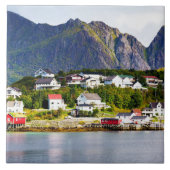 Lofoten Norwegen Reine Dorf unter sonniger blauem Fliese (Vorderseite)