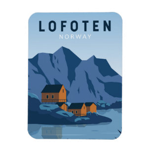 Lofoten Norwegen Reise Vintage Kunst Magnet