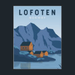 Lofoten Norwegen Reisen Vintag Art Postkarte<br><div class="desc">Lofoten Vektorgrafik Design. Seine berühmte Kulisse,  mit Gipfeln wie dem Svolværgeita pinnacle,  der in den Himmel hinaufragt.</div>