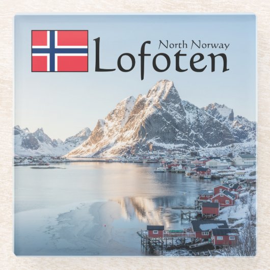Lofoten Norwegen Souvenir Glasuntersetzer (Vorderseite)
