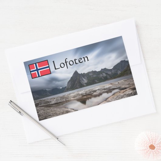 Lofoten Norwegen Souvenir Rechteckiger Aufkleber (Umschlag)