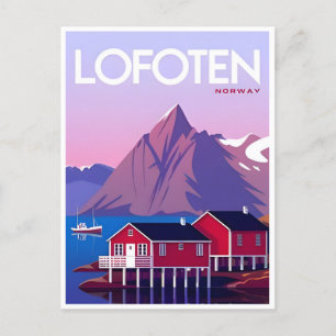 Lofoten Norwegen Vintage Reise Winter Europa Postkarte