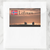 Lofoten Sunset Sheep Nature Foto Rechteckiger Aufkleber (Tasche)