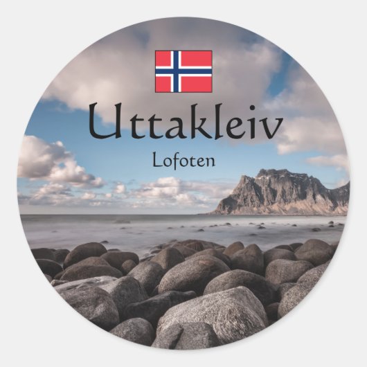 Lofoten Uttakleiv Runder Aufkleber (Vorderseite)