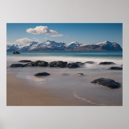 Lofoten Vikten Beach Landschaftsbild Foto Poster (Vorne)