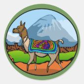 Lofty Llama Round Sticker (Vorderseite)