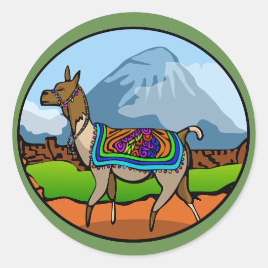 Lofty Llama Round Sticker (Vorderseite)