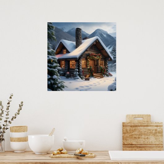 Log Cabin Christmas Poster (Küche)