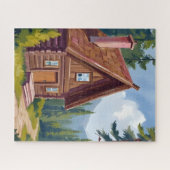 Log Cabin Cottage Mountain Landscape Puzzle (Horizontal)