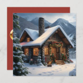 Log Cabin Frohe Weihnachtskarte Feiertagskarte (Vorne/Hinten)