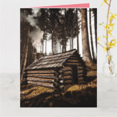 LOG CABIN FUNNY CHRISTMAS CARD KARTE (Gelbe Blume)