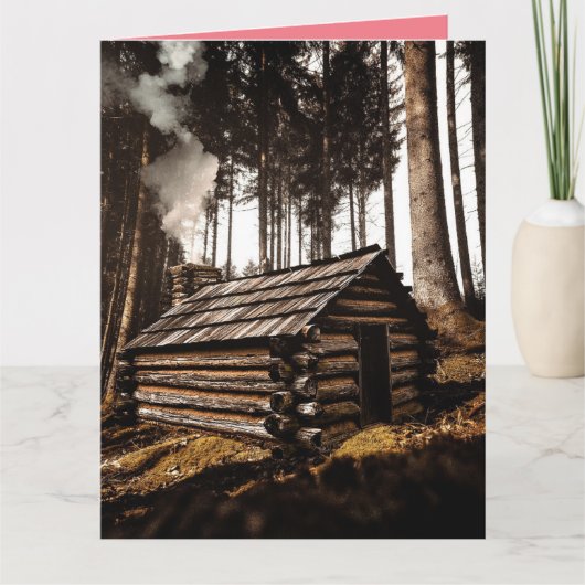 LOG CABIN FUNNY CHRISTMAS CARD KARTE (Vorderseite)
