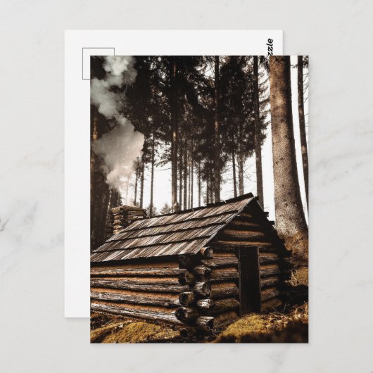 LOG CABIN HAUS IN FORSTPOSTCARDS POSTKARTE (Vorne/Hinten)
