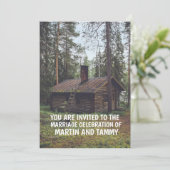 LOG CABIN IN DEN WOODS WEDING INVITATIONEN EINLADUNG (Stehend Vorderseite)