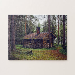 LOG CABIN IN WOODS JIGSAW PUZZLE
