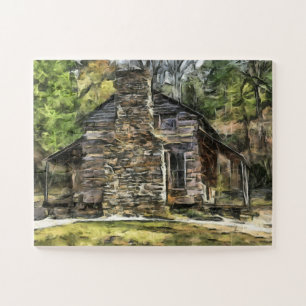 LOG CABIN MALEN JIGSAW PUZZLE LEICHT