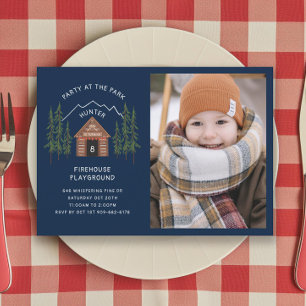 Log Cabin Outdoorsman Mountain Geburtstagsparty Einladung