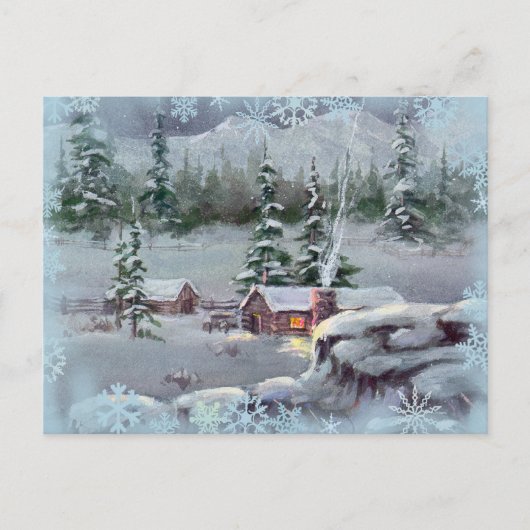 LOG CABIN & SWNOWFLAKEN VON SHARON SHARPE POSTKARTE (Vorderseite)
