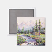 LOG CABIN VON SHARON SHARPE MAGNET (Vorderseite/Rückseite)