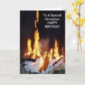 Log Fire Personalisiert Grandson Geburtstag Karte (Gelbe Blume)