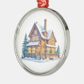 Log Kabine Weihnachten Ornament Aus Metall (Links)