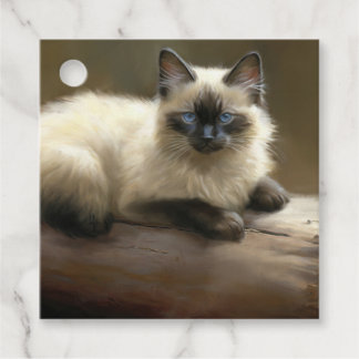 Log Lounger Siamese Kitten Geschenketiketts Geschenkanhänger
