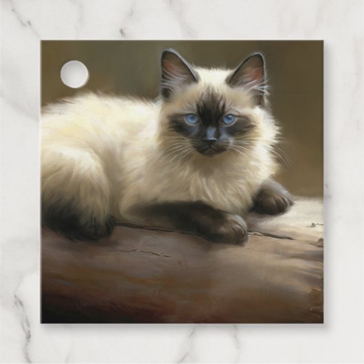 Log Lounger Siamese Kitten Geschenketiketts Geschenkanhänger (Vorderseite)