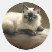 Log Lounger Siamese Kitten Runder Aufkleber (Vorderseite)