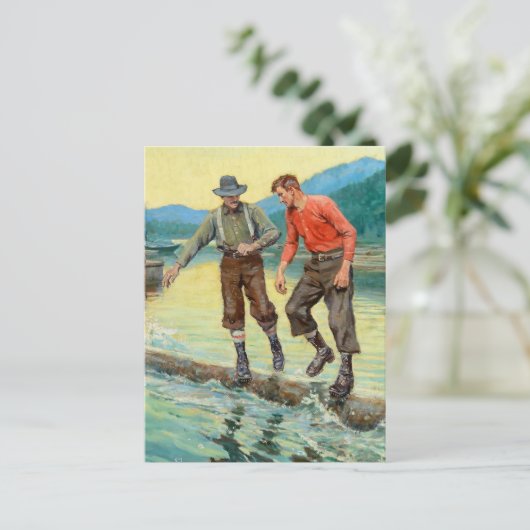 "Log Rollers" Western Art von Philip R Goodwin Postkarte (Stehend Vorderseite)