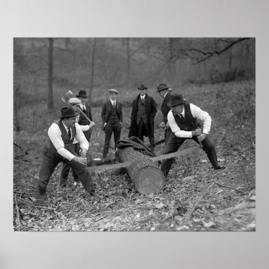 Log Sawing Contest, 1924. Vintages Foto Poster (Vorne)