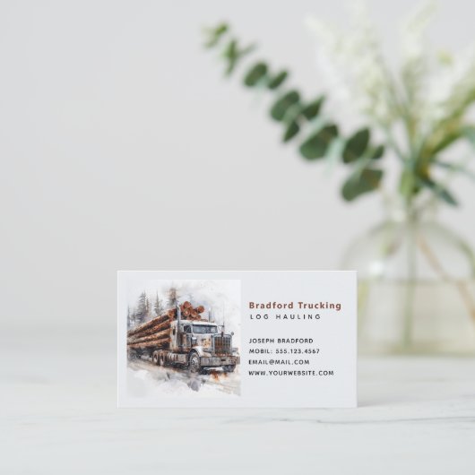 Log Trucker LKWs Visitenkarte (Stehend Vorderseite)