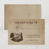 Log Zuhause Cabin Wedding RSVP Response Card Karte (Vorne/Hinten)
