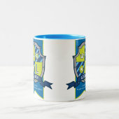 Logan Buchstabe L Wappen blau grün bedeutet Zweifarbige Tasse (Mittel)