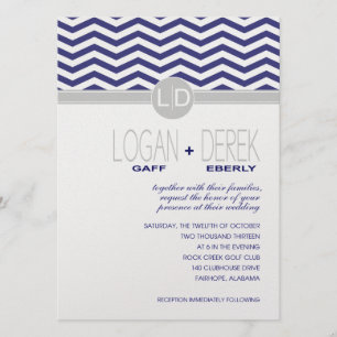 Logan Chevron marinegrau METALLIC ICE PAPER Einladung
