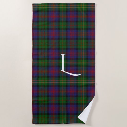 Logan Clan Tartan Kariert Monogram Beach Handtuch (Vorderseite)