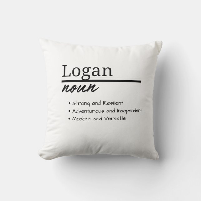 Logan, Definition Personalisierter Name Junge Kissen (Vorderseite)