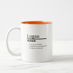 Logan, Definition Personalisierter Name Junge Zweifarbige Tasse